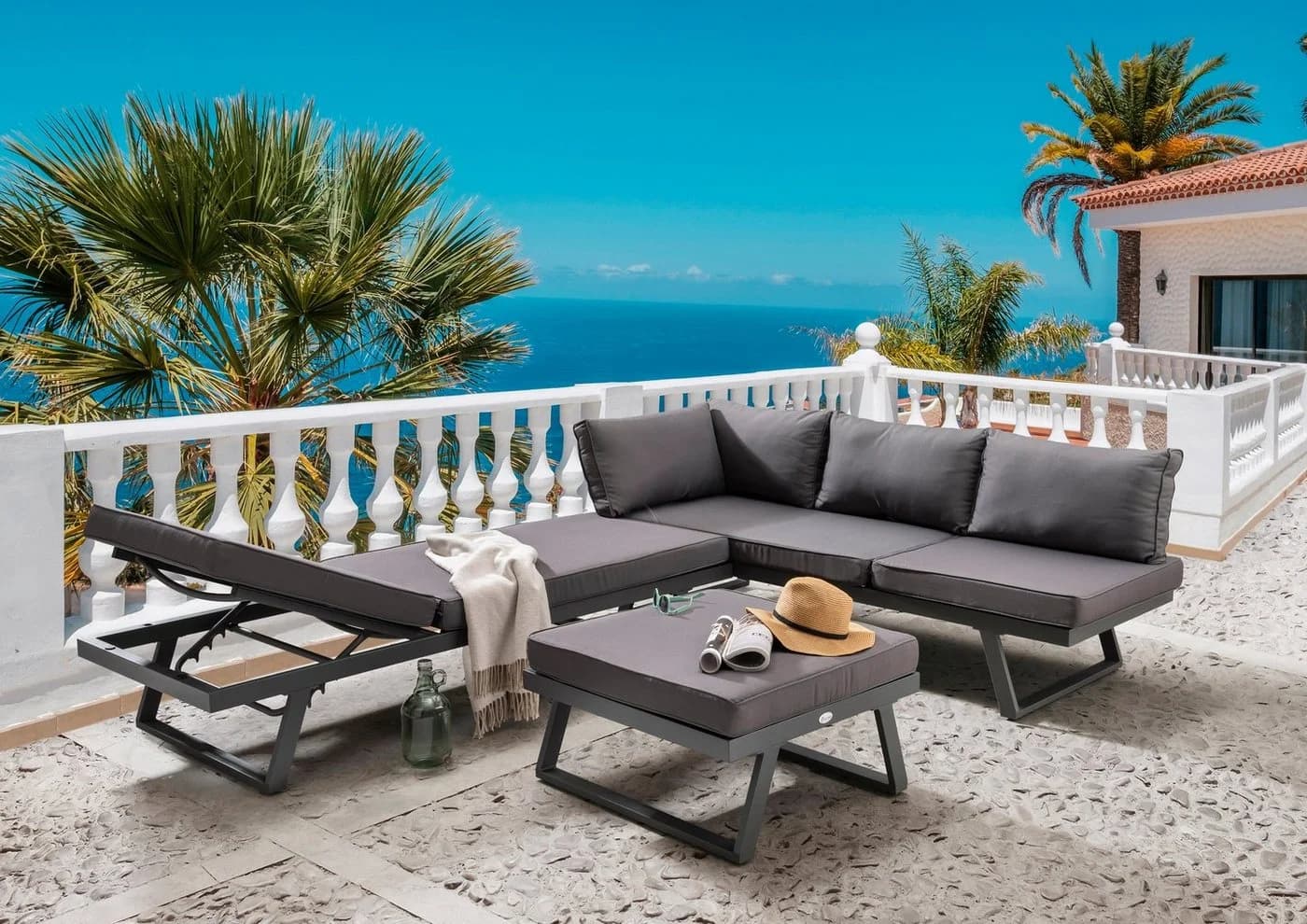 Gartenlounge-Set Destiny Manhattan 7-tlg. Dunkelgrau Aluminium - Bild 5
