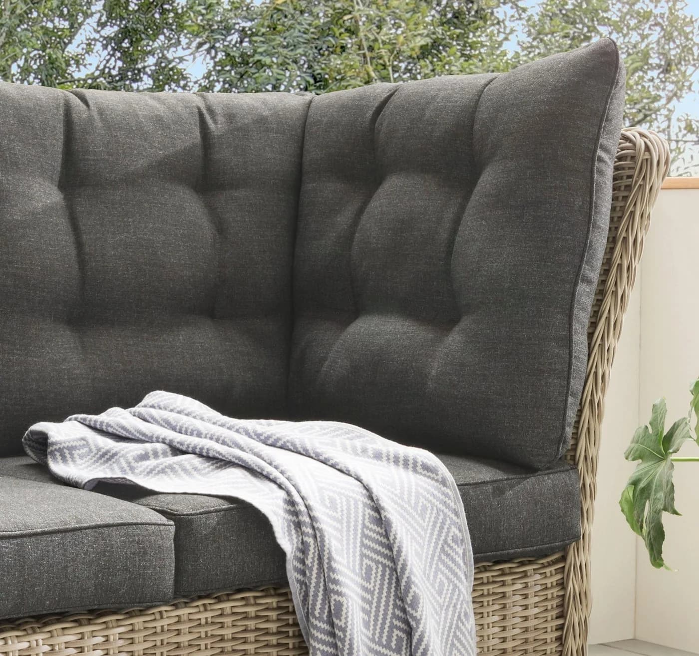 DESTINY Gartenlounge-Bank Palma Beige Polyrattan 2er Bank