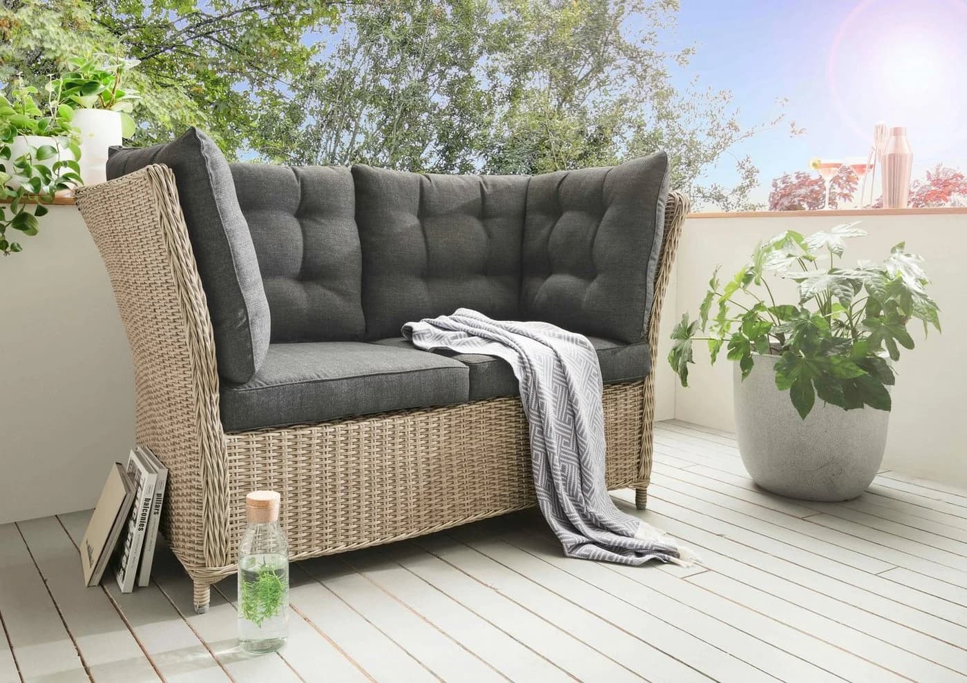 DESTINY Gartenlounge-Bank Palma Beige Polyrattan 2er Bank - Bild 2