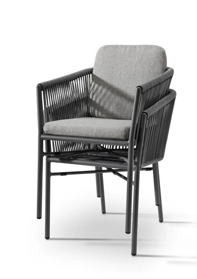 Destiny Gartensessel LUCCA Grau Aluminium Polyester Stapelbar