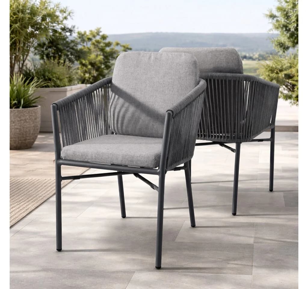 Destiny Gartensessel LUCCA Grau Aluminium Polyester Stapelbar - Bild 2