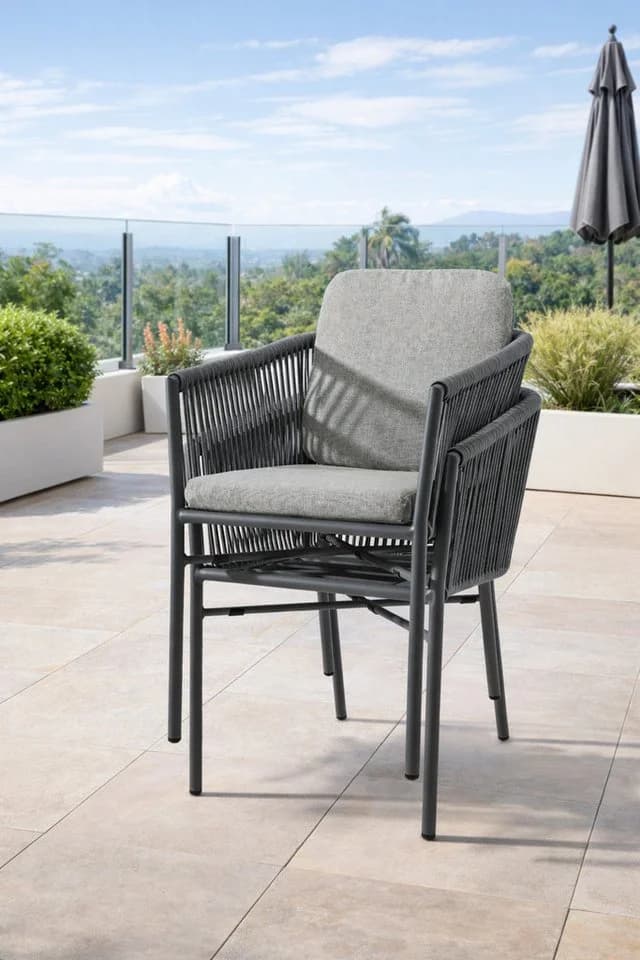 Destiny Gartensessel LUCCA Grau Aluminium Polyester Stapelbar - Bild 3