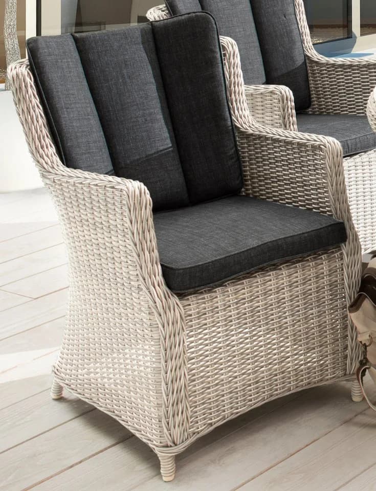 Destiny Garten-Essgruppe LUNA 14-tlg. Aluminium Polyrattan Vintage Weiß