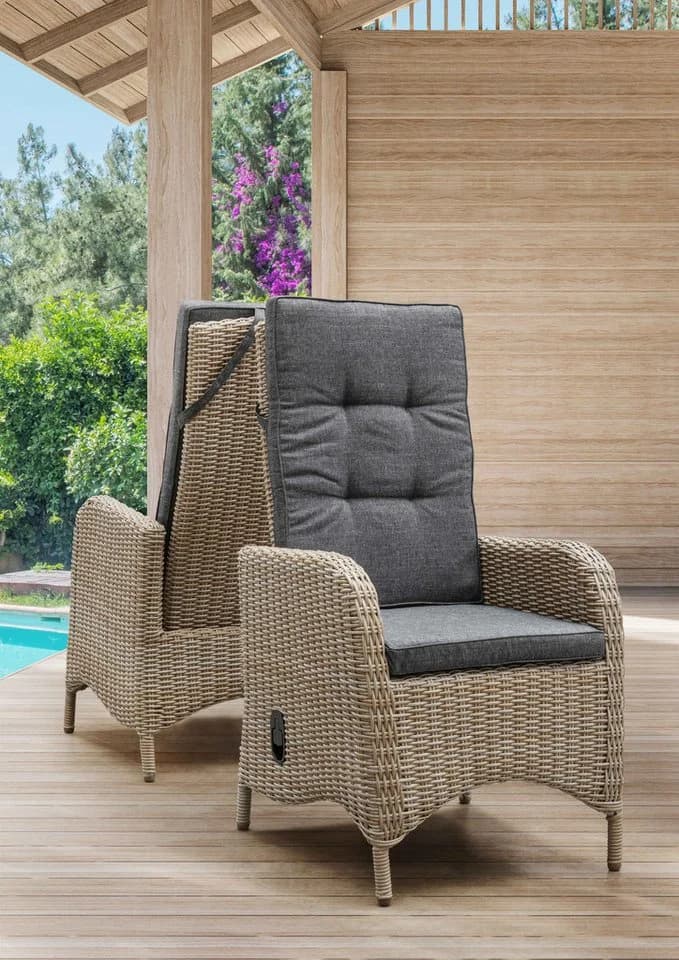 PALMA CASA Gartensessel Set 2 St. Natur Meliert Hochlehner - Bild 3