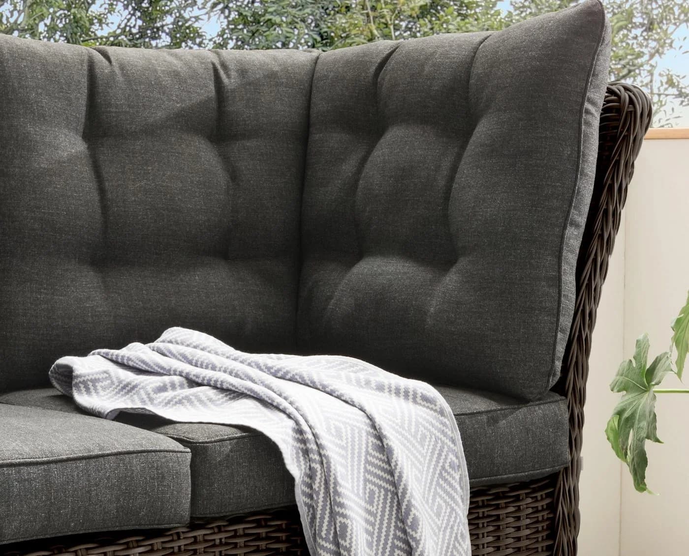 Destiny 2-Sitzer PALMA Sofa Vintage Braun Polyrattan Aluminium