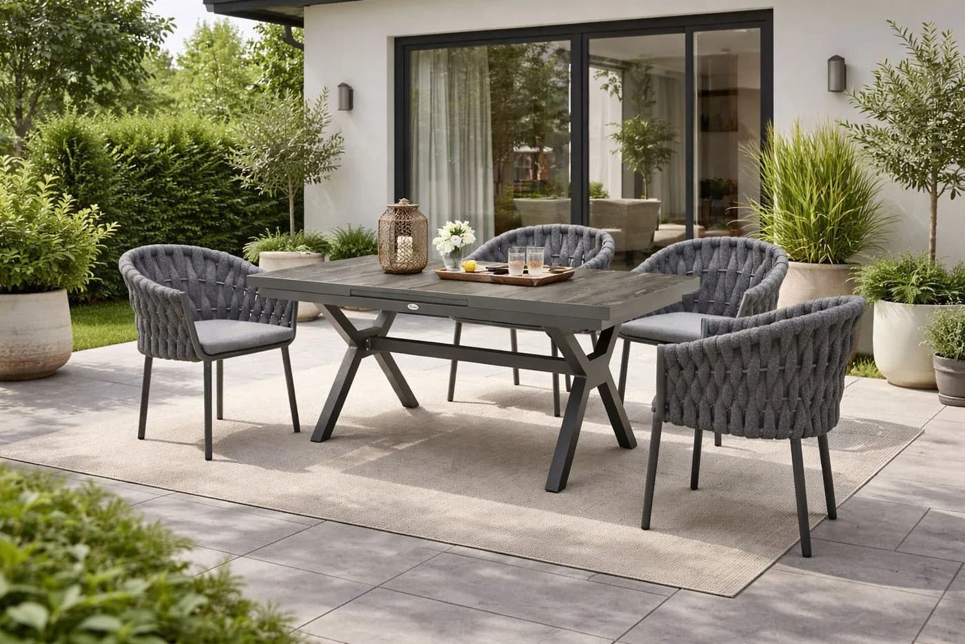 Destiny Garten-Essgruppe MOLINO GARDA 4 Sessel Ausziehtisch Anthrazit - Bild 2