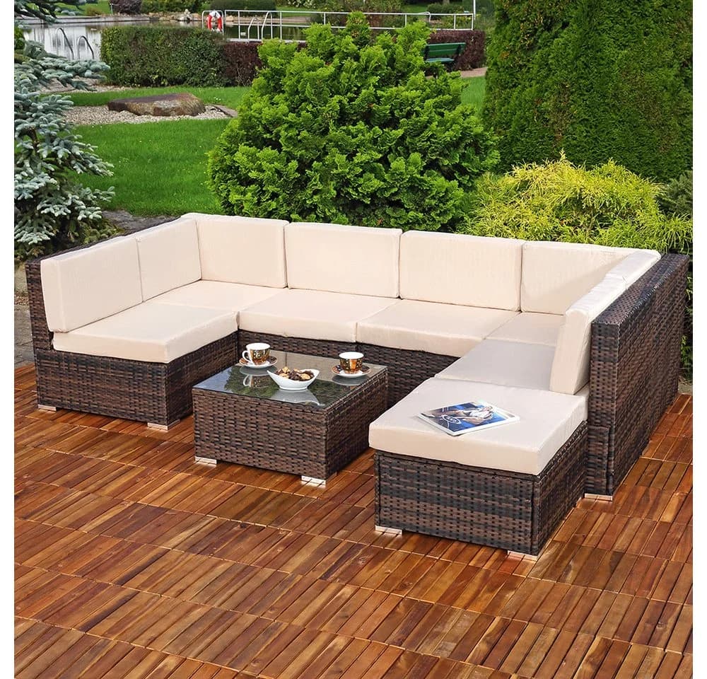 Mucola Gartenlounge-Set 8-tlg. Polyrattan