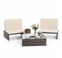 Mucola Balkonset 3-teilig Polyrattan Braun Kompakt Bild 1