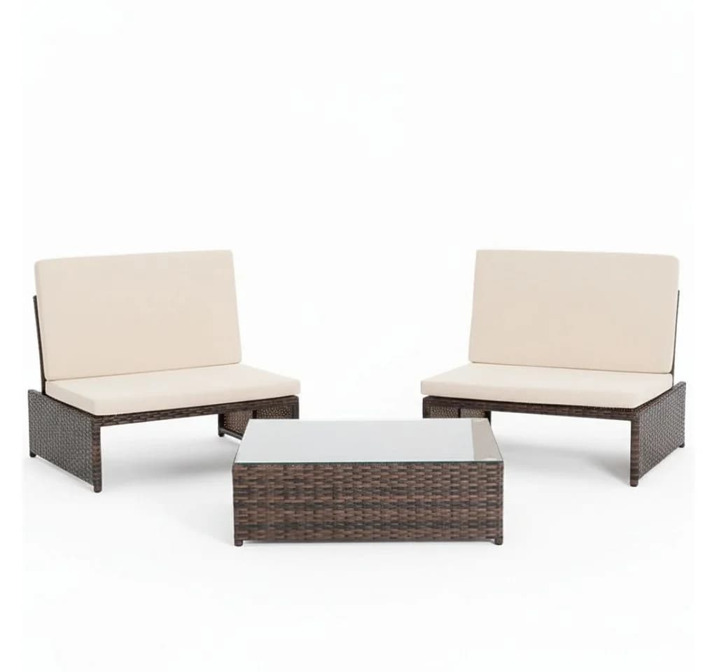Mucola Balkonset 3-teilig Polyrattan Braun Kompakt - Bild 2