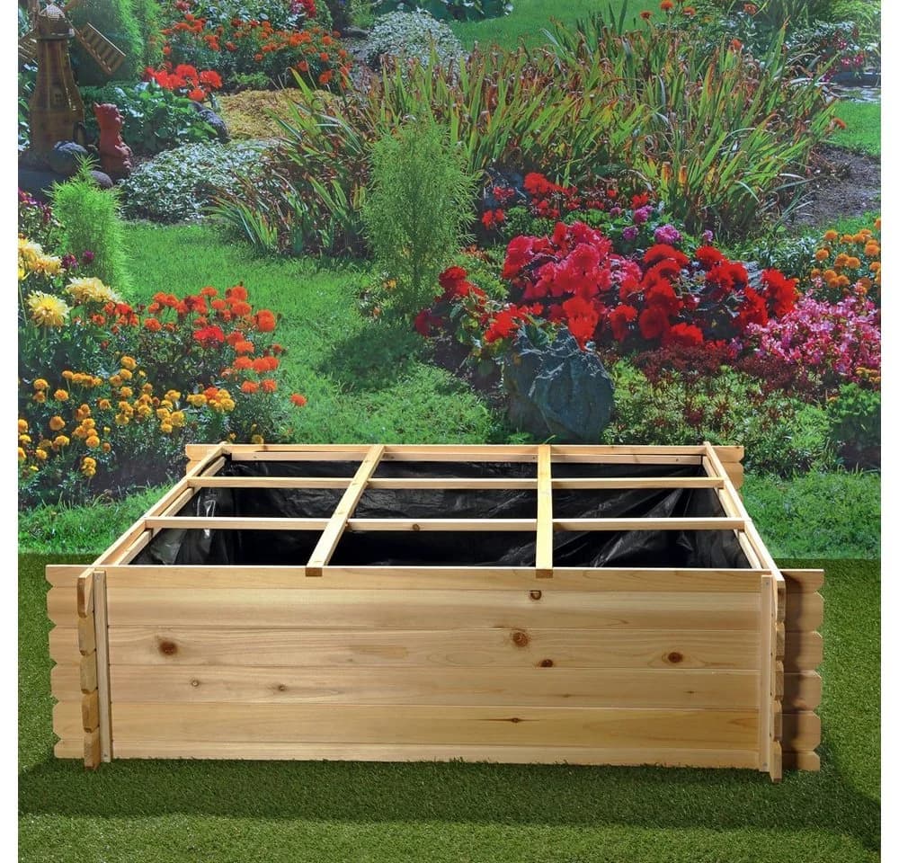 Mucola Hochbeet Fichtenholz 140x140x36 cm mit Schutzfolie - Bild 5