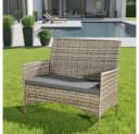 Mucola Gartenbank Schwarz Polyrattan mit Kissen Bild 2