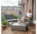 Mucola Balkonset 3-teilig Grau Polyrattan Kompakt Bild 5