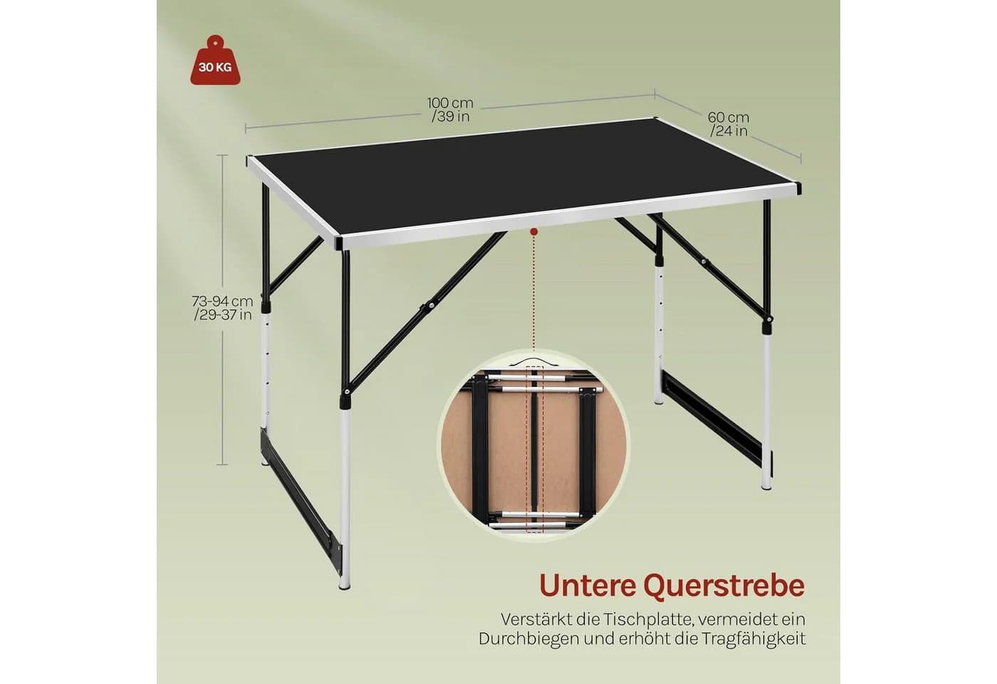 Woltu Klapptisch höhenverstellbar Aluminium Schwarz - Bild 3