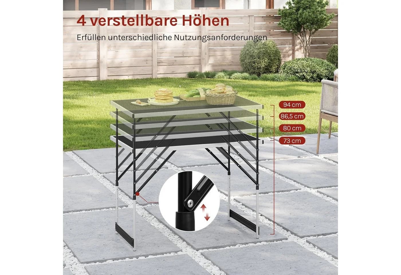 Woltu Klapptisch höhenverstellbar Aluminium Schwarz - Bild 5