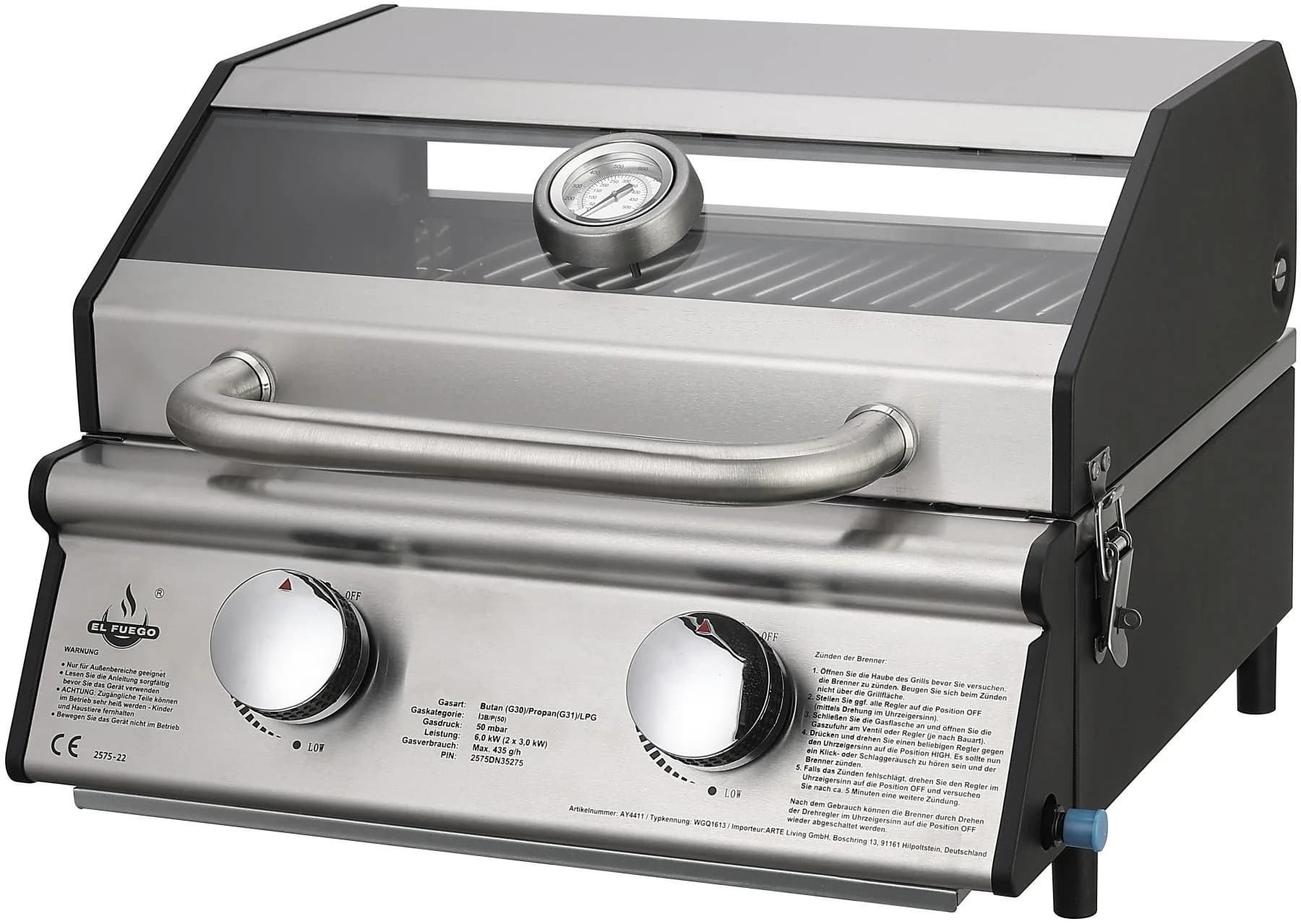 Gasgrill aus Gusseisen, Edelstahl und Glas - Bild 2