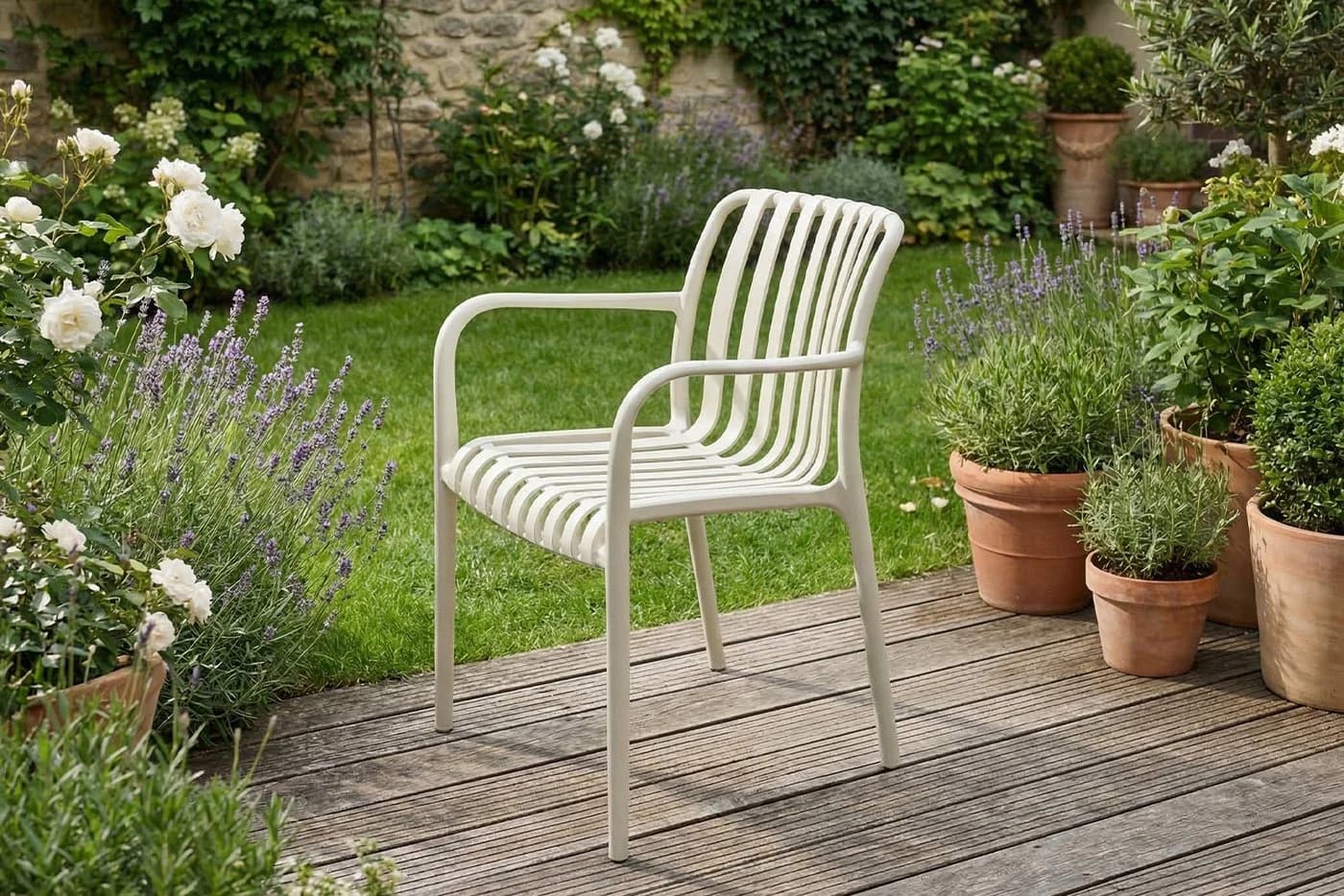 KAWOLA Gartenstuhl MIAVA Stapelbar Cremeweiß Kunststoff - Bild 4
