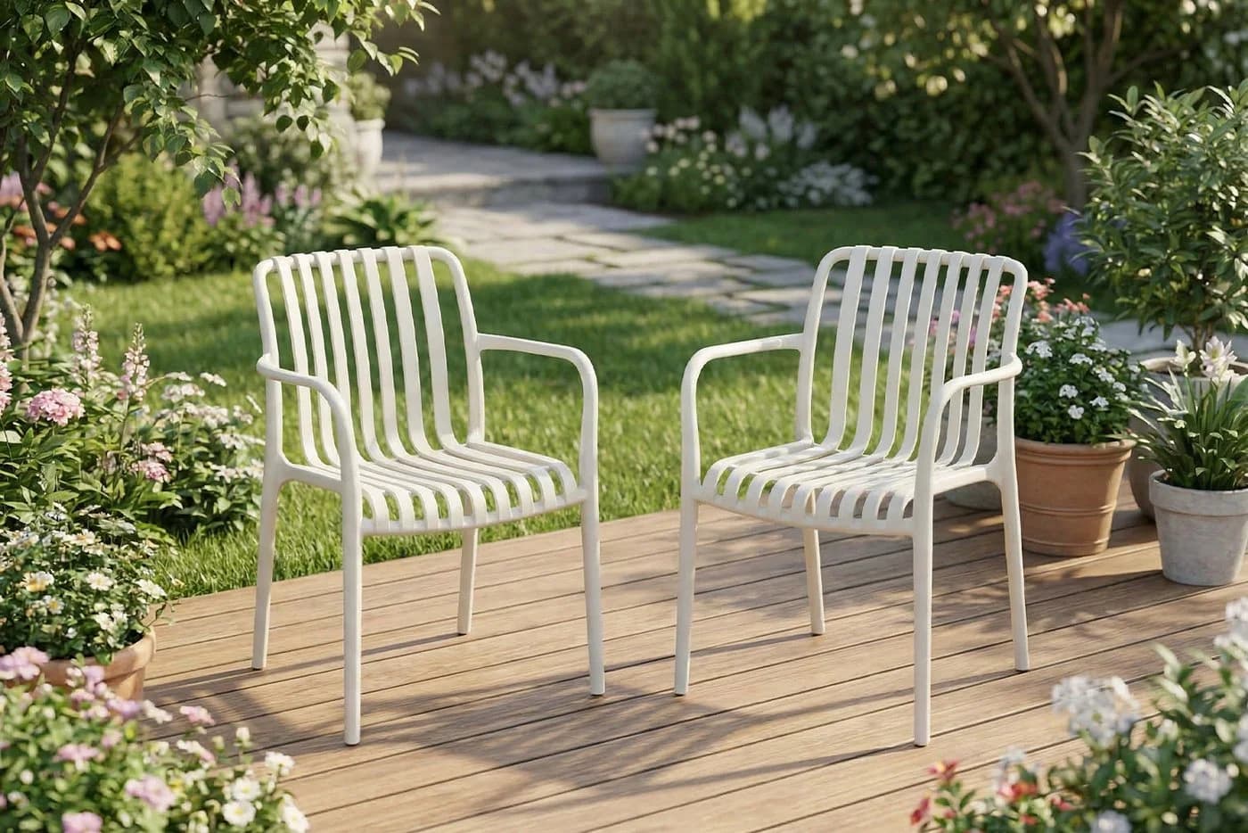 KAWOLA Gartenstuhl MIAVA Stapelbar Cremeweiß Kunststoff - Bild 5