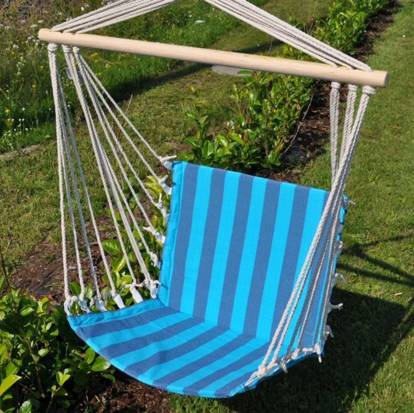 BURI Hängesessel aus Baumwolle Blau/Grau - Bild 4