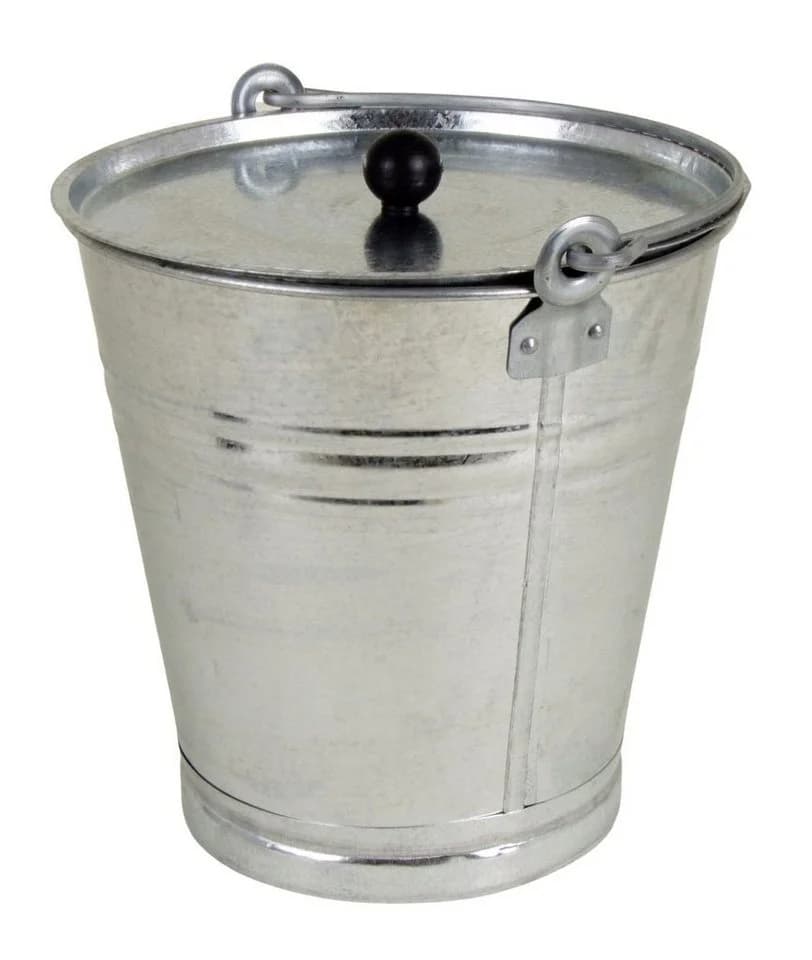 BURI Zinkeimer 12L mit Deckel & Griff - Nostalgischer Blumentopf