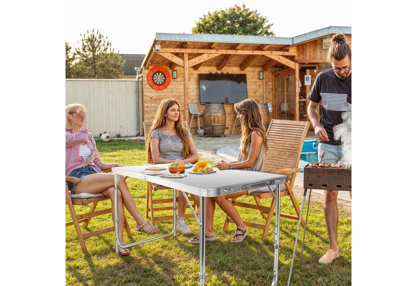 Goods+Gadgets Klapptisch Weiß - Multifunktionaler Camping- und Gartentisch - Bild 4