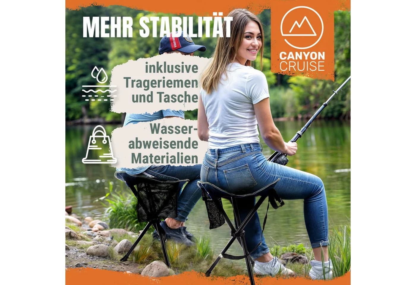 Canyon Cruise Tragbarer Campinghocker Faltbar Dreibein-Stuhl - Bild 4