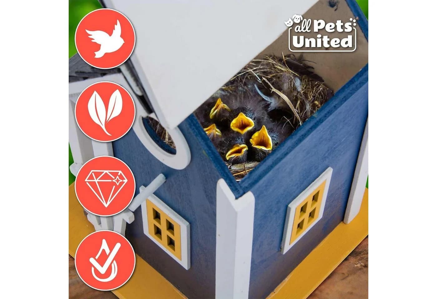 ALL PETS UNITED Vogelhaus Naturholz mit Nistkasten und Futterstelle - Bild 5