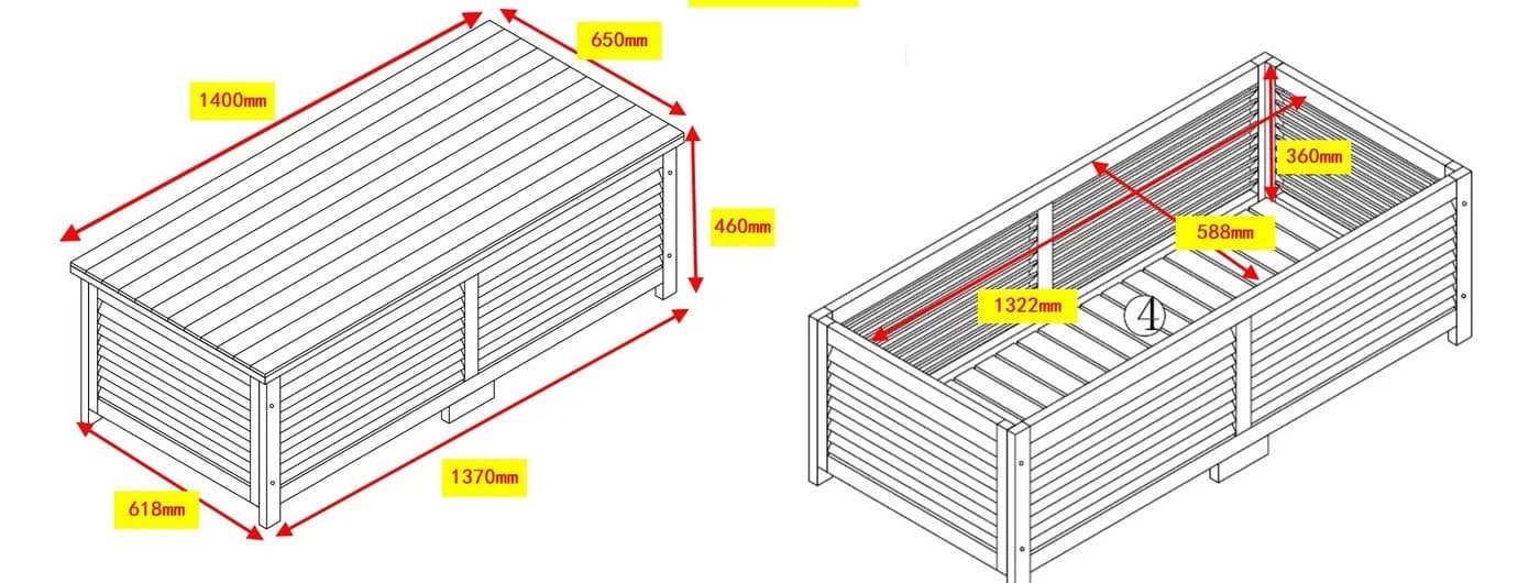 Kissenbox Holz imprägniert 140x65 cm - Bild 4