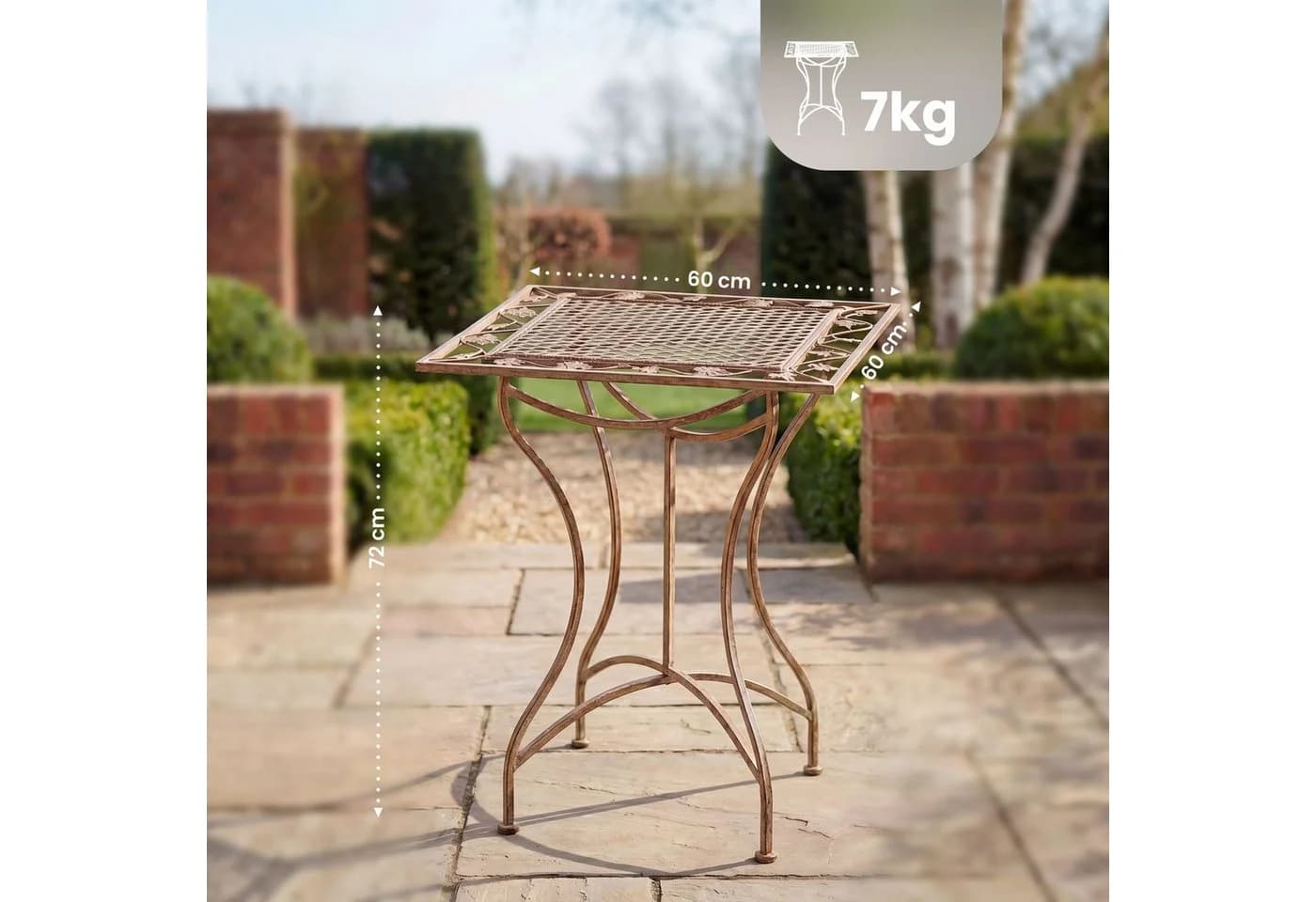 CLP Gartentisch Asina, quadratisch 60x60 cm, kunstvoll verziert, aus Eisen - Bild 2