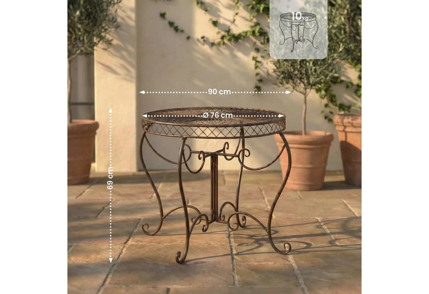 CLP Gartentisch Sheela Bronze Pulverbeschichtetes Eisen Jugendstil