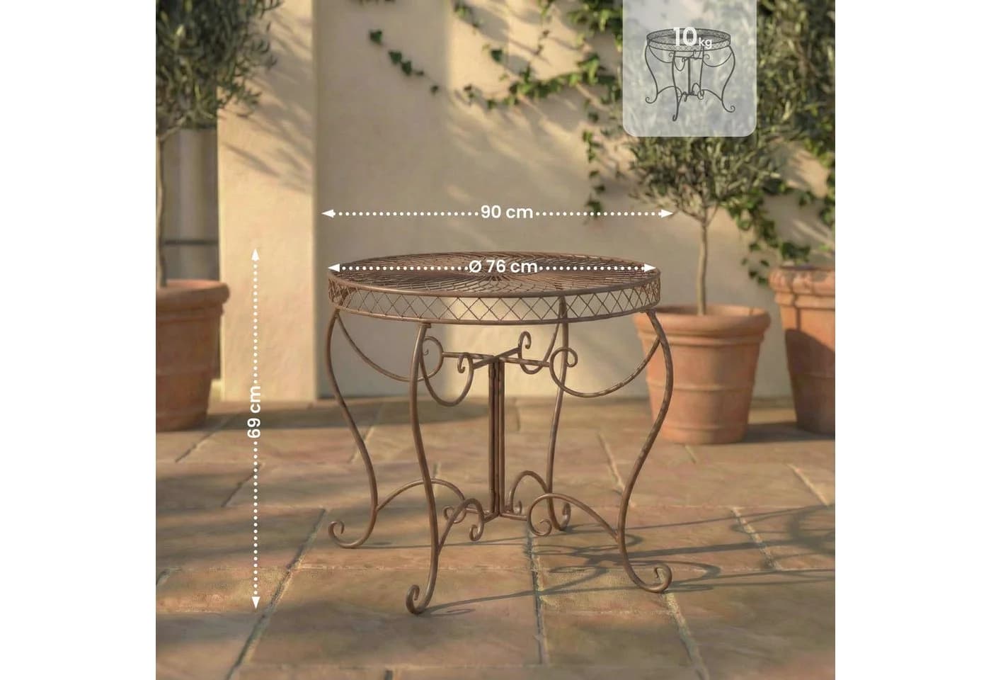 CLP Gartentisch Sheela Braun Pulverbeschichtetes Eisen