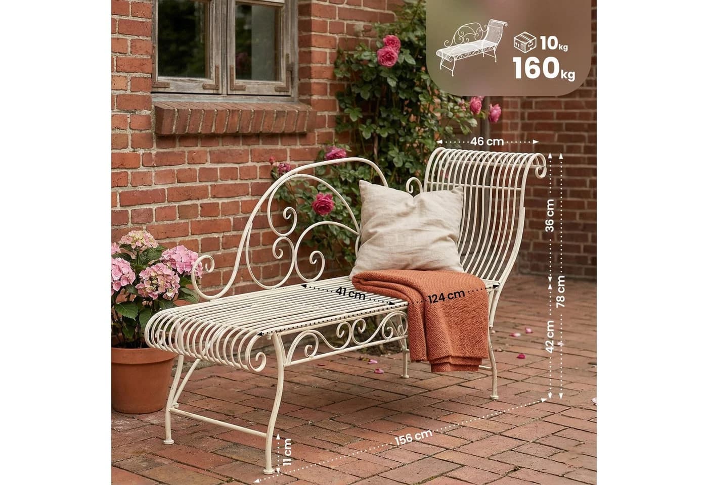 CLP Gartenbank Karma Nostalgische Metallbank Beige
