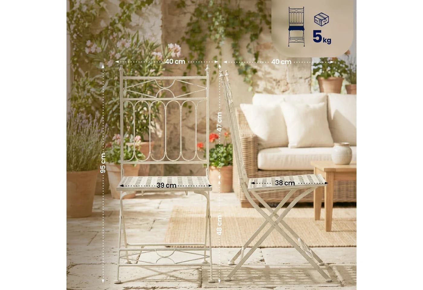 CLP Gartenstuhl Asina Klappbar Jugendstil Beige
