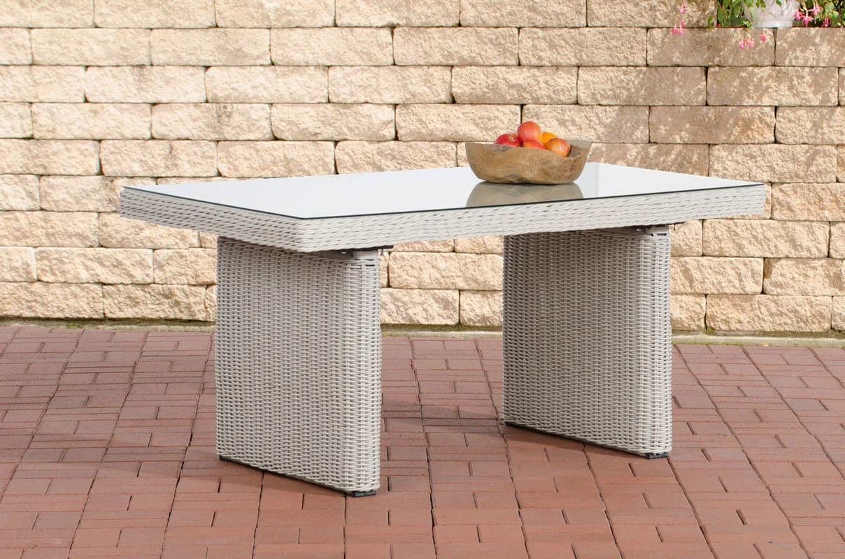 CLP Gartentisch Fisolo Polyrattan Glasplatte 5mm