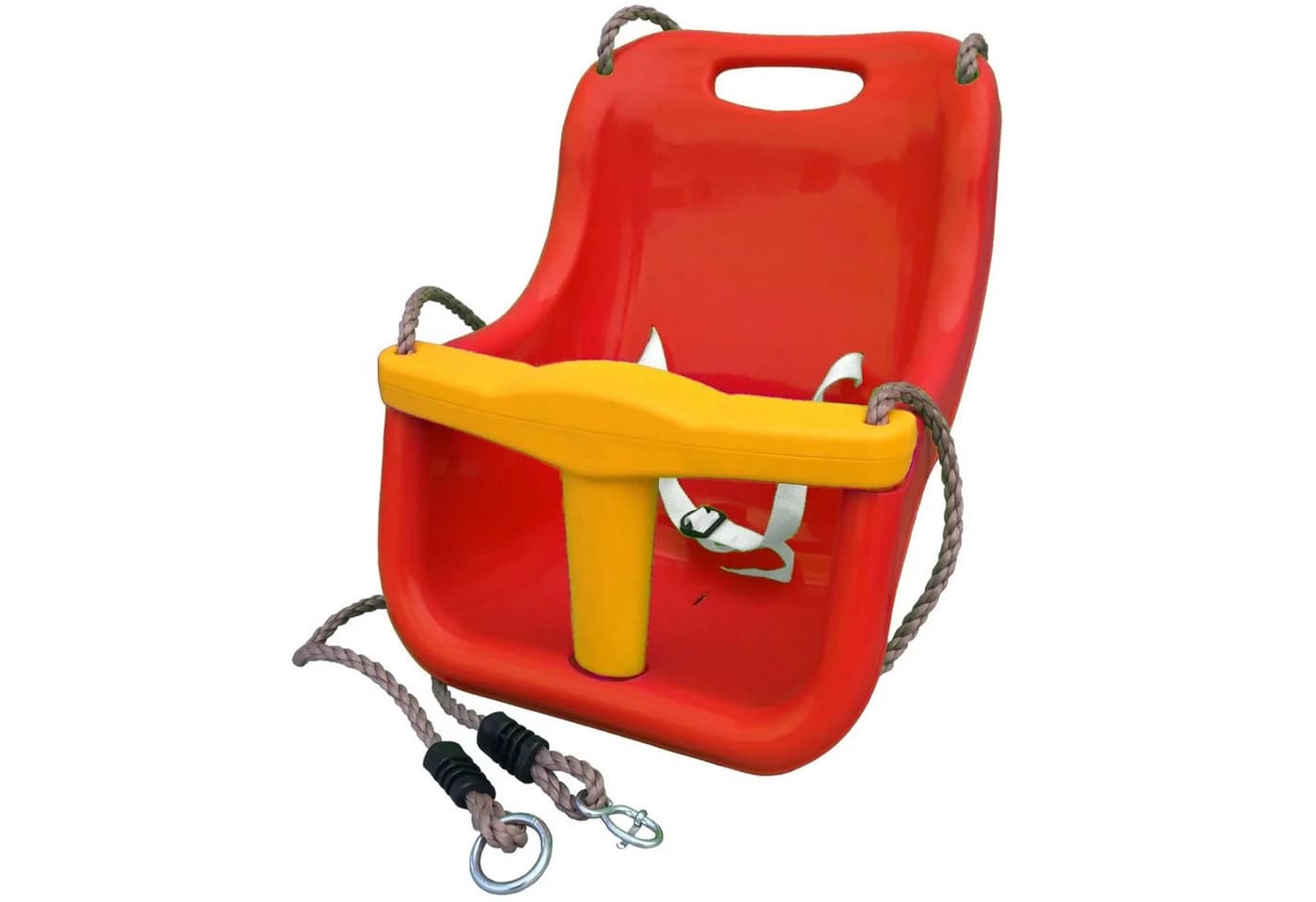 Loggyland Einzelschaukel Babyschaukel Rot/Gelb mit Sicherheitsgurten - Bild 2