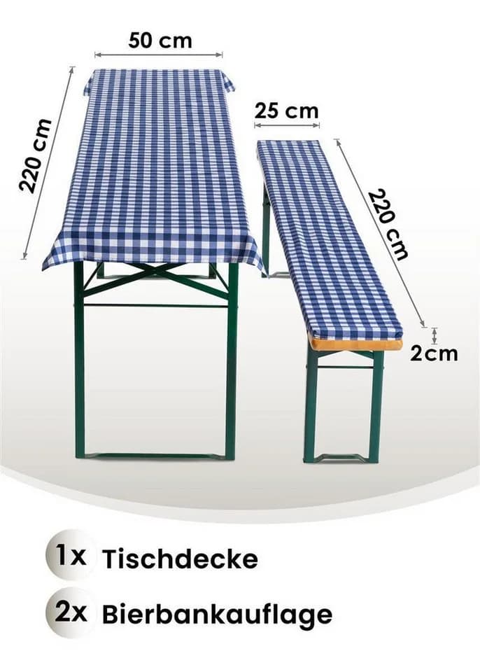 Gräfenstayn Bierbankauflagen-Set 3-tlg. Blau/Weiß mit Tischdecke - Bild 3