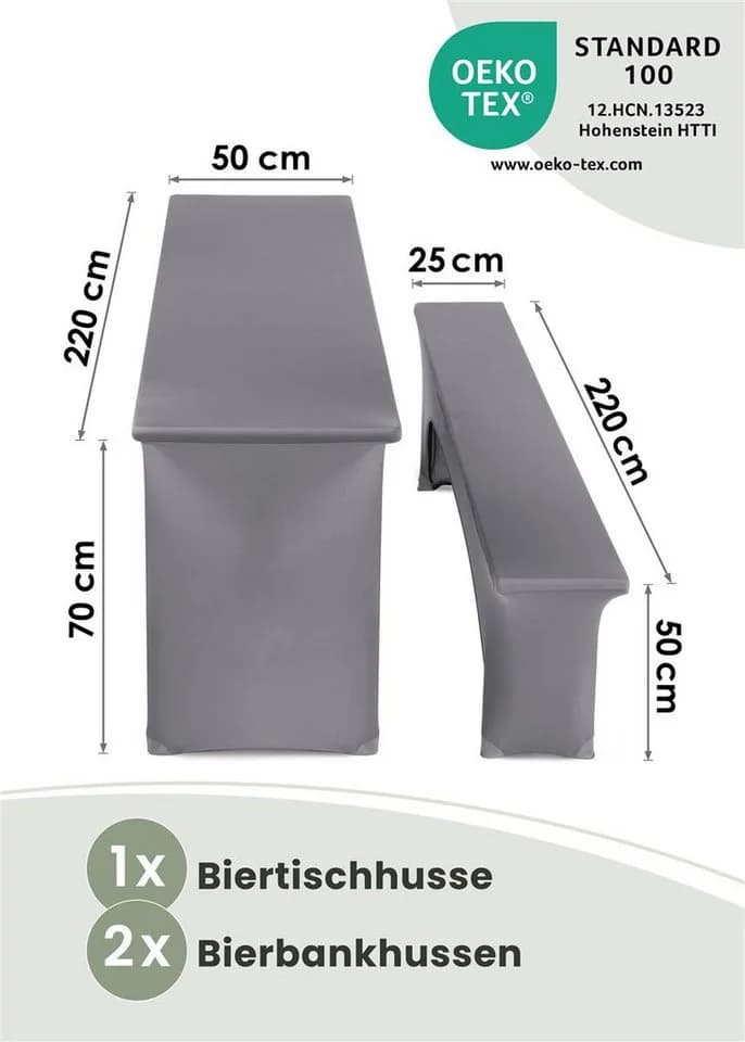 Gräfenstayn Hussen-Set Biertischhussen Bierzeltgarnitur Anthrazit - Bild 3