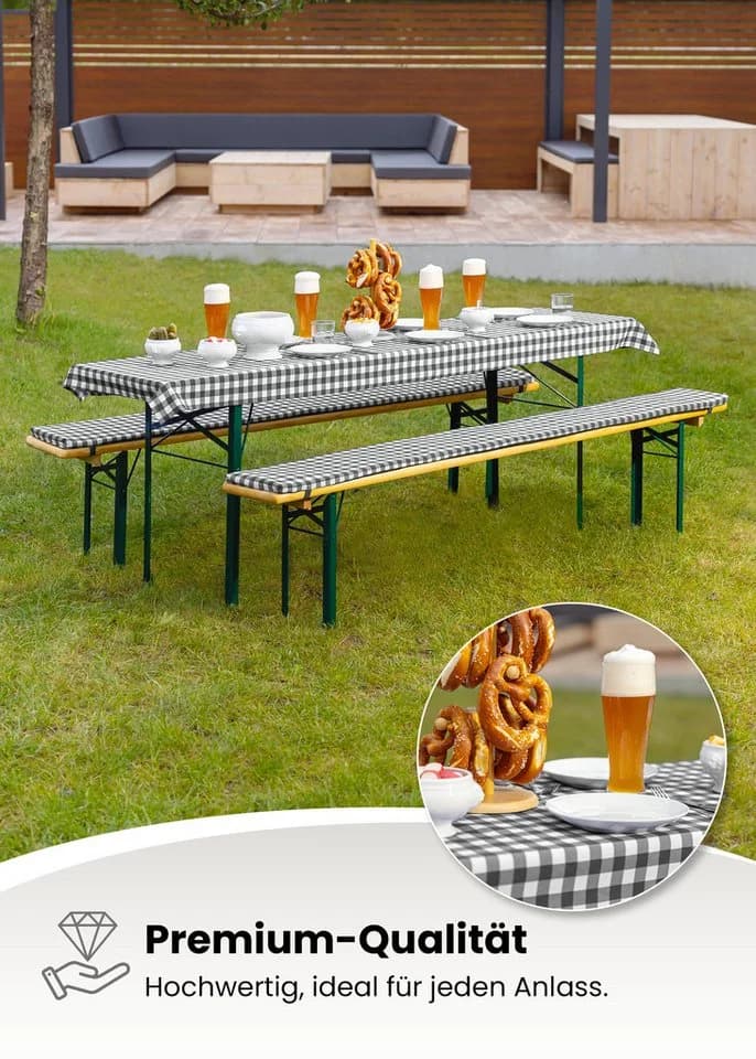 Gräfenstayn Bankauflage Biertischauflagen-Set 3-tlg. Sitzpolsterung für Bierzeltgarnitur