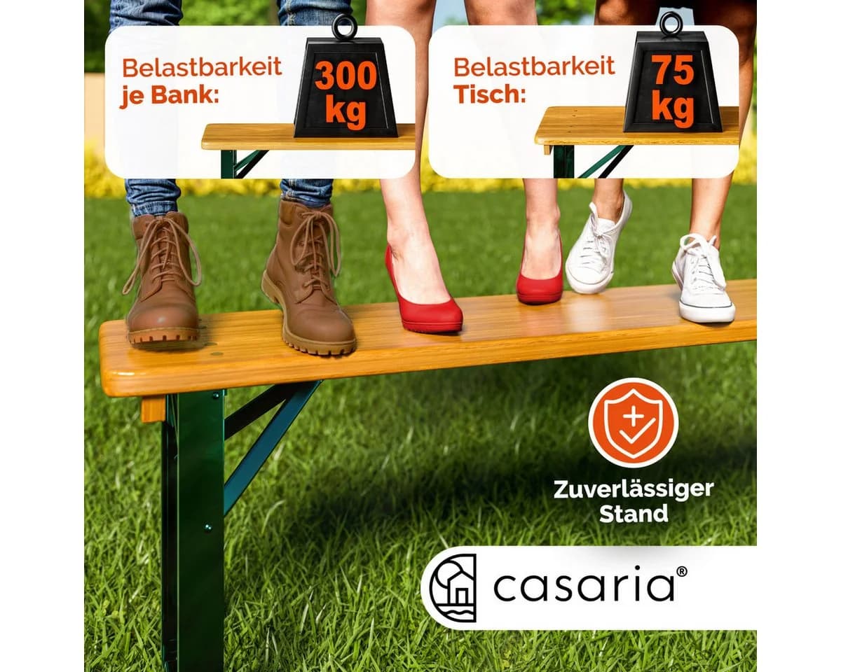 Casaria Bierzeltgarnitur 3-tlg. Klappbar mit Sonnenschirmhalterung - Bild 4