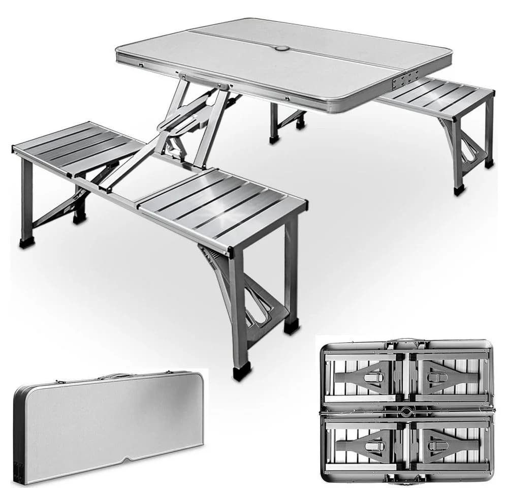 Casaria Campingtisch mit 4 Stühlen Klappbar Aluminium Silber - Bild 2