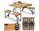 Casaria Campingtisch klappbar mit 4 Hockern, Schirmhalter, Aluminium & Holz Bild 2