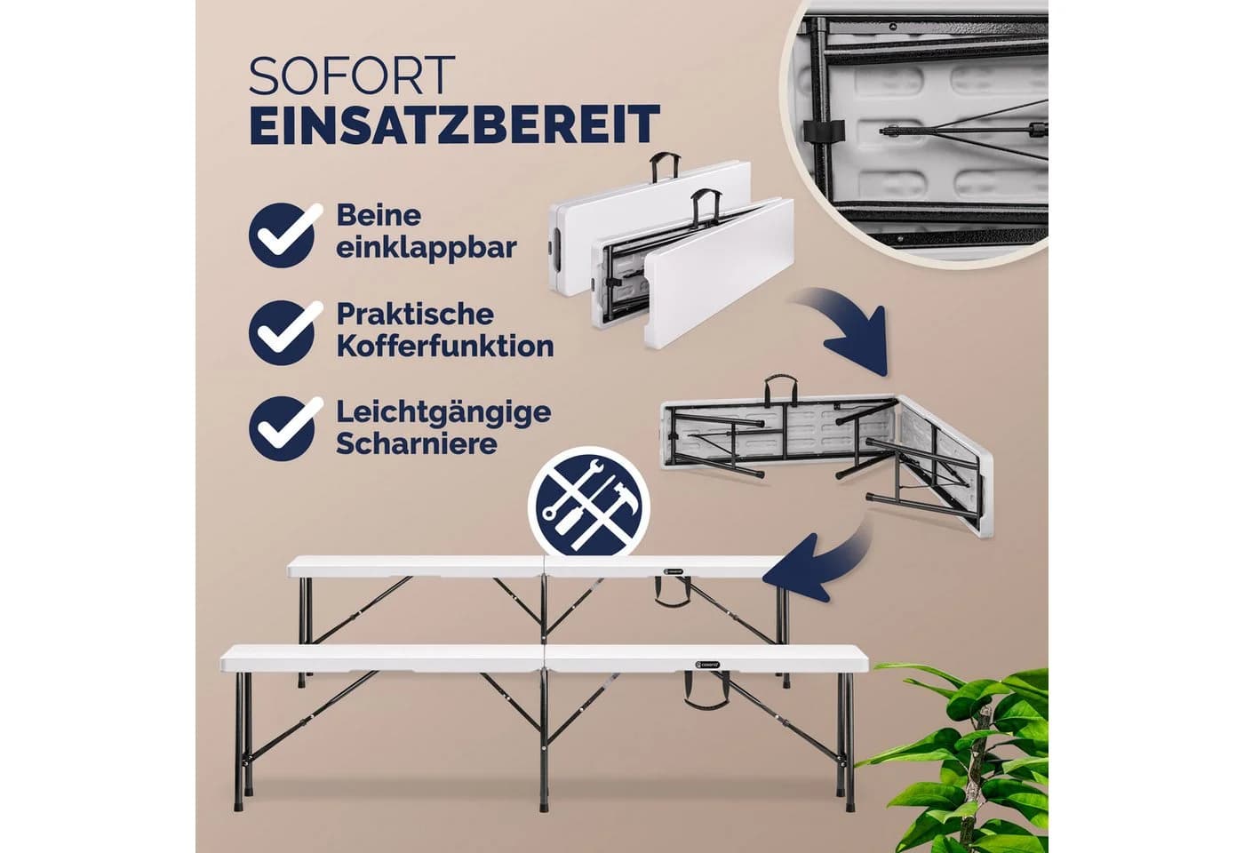 Casaria Gartenbank 2er Set Klappbar Kunststoff 8 Personen - Bild 4