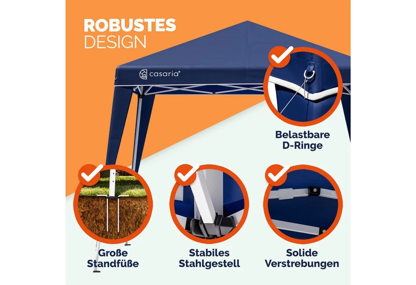 Casaria Pavillon Pop-Up 300x300 cm Blau UV-Schutz 50+ - Bild 3
