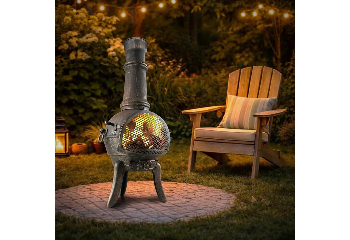 Gardebruk Terrassenofen Gusseisen mit Funkenschutz und Grillrost
