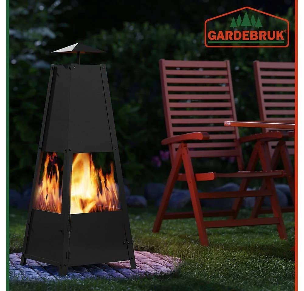 Gardebruk Terrassenofen Pyramide Schwarz Metall mit Abdeckung