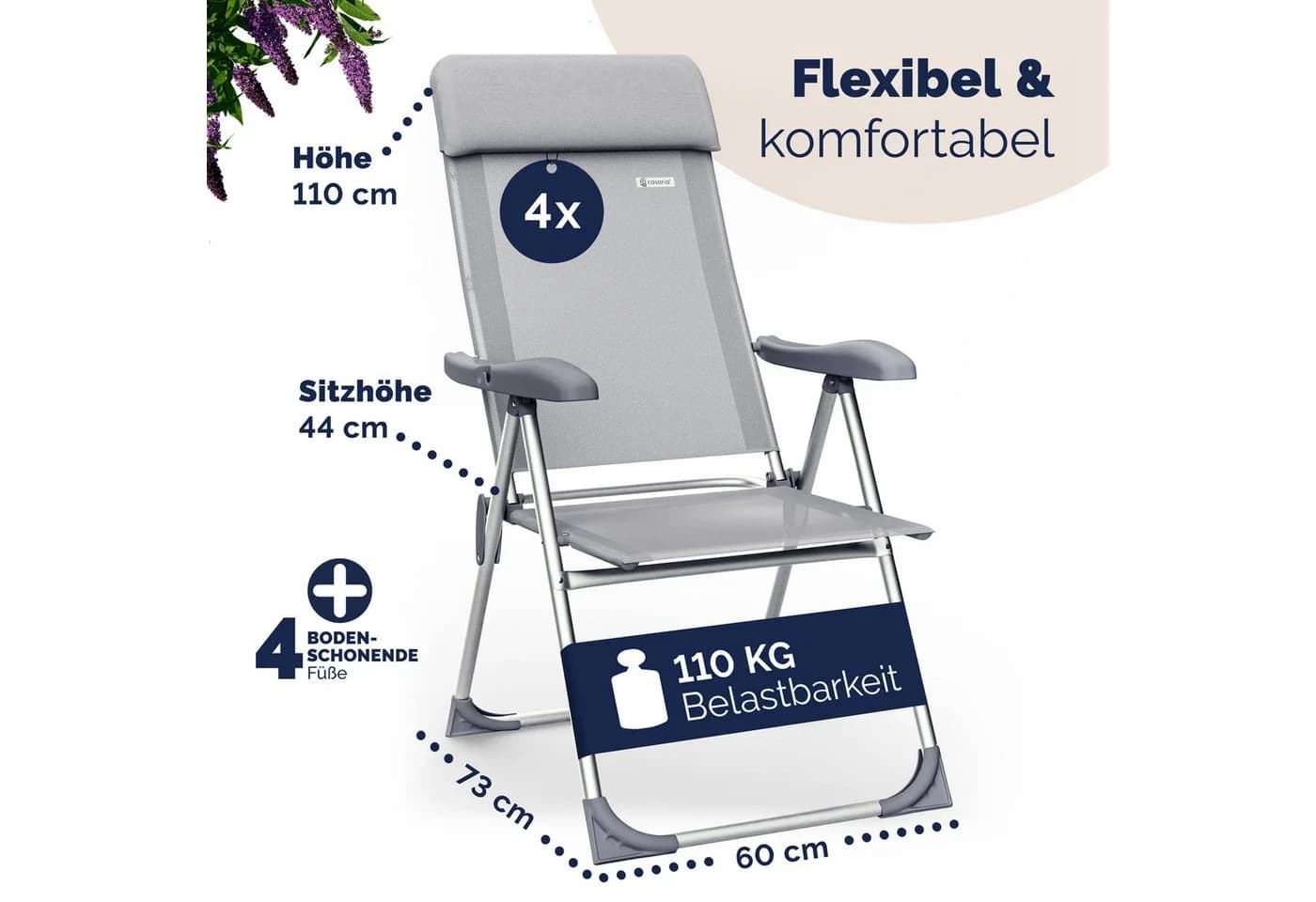 Klappbarer Gartenstuhl aus Aluminium - Bild 3