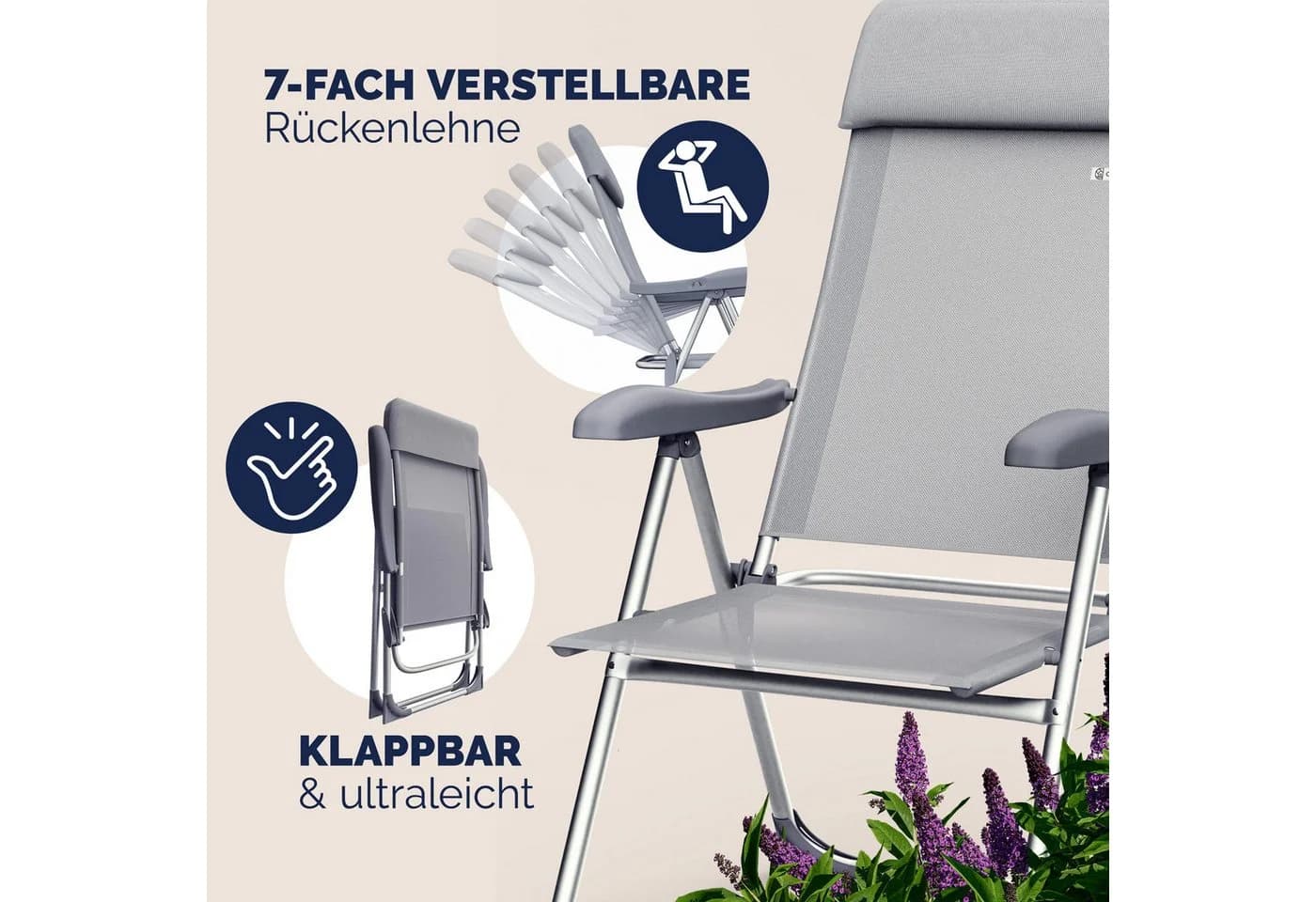 Klappbarer Gartenstuhl aus Aluminium - Bild 4