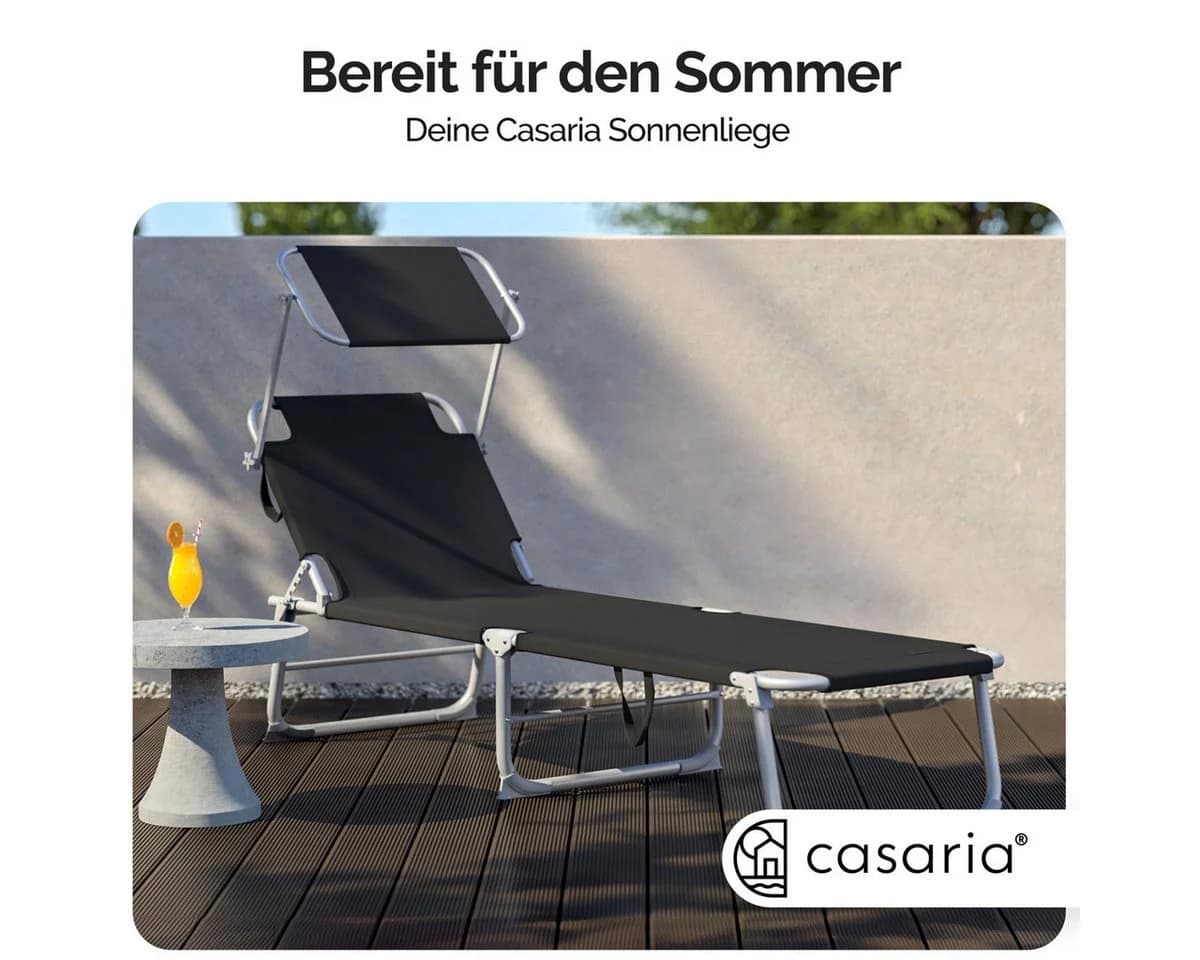 Casaria Gartenliege Hawaii Klappbar mit Dach Grau
