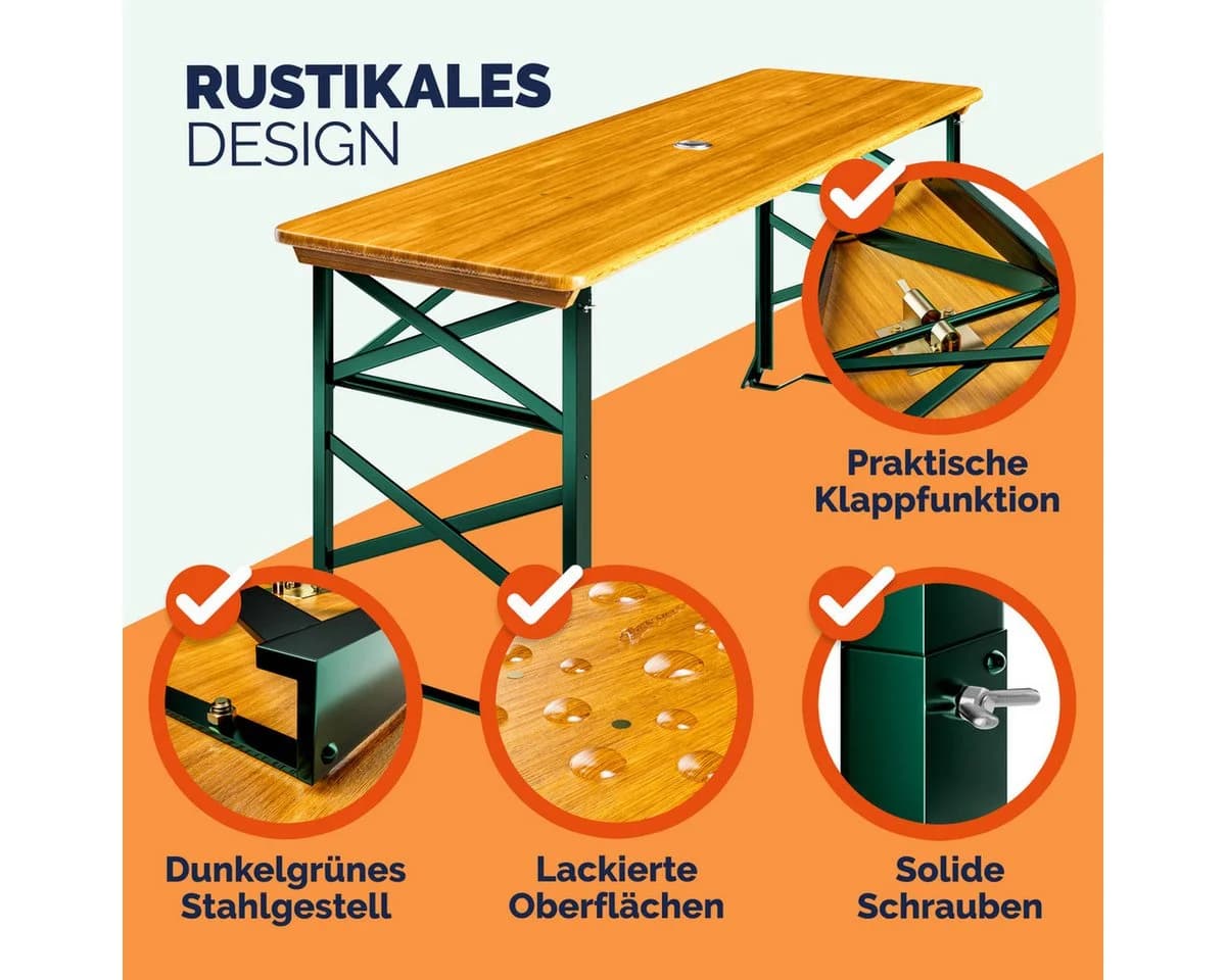 Casaria Stehtisch Höhenverstellbar Klappbar Garten Holz Grün - Bild 3