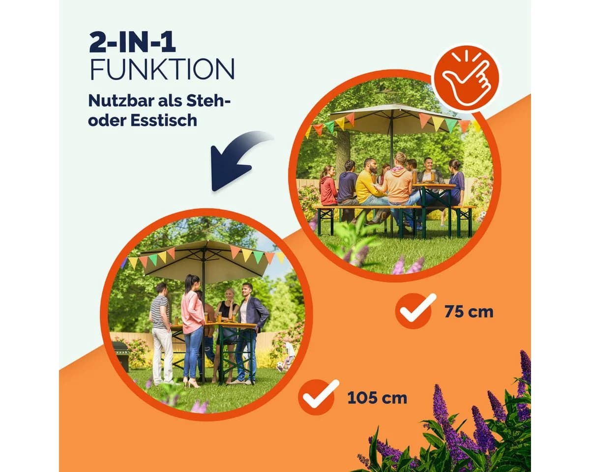 Casaria Stehtisch Höhenverstellbar Klappbar Garten Holz Grün - Bild 4
