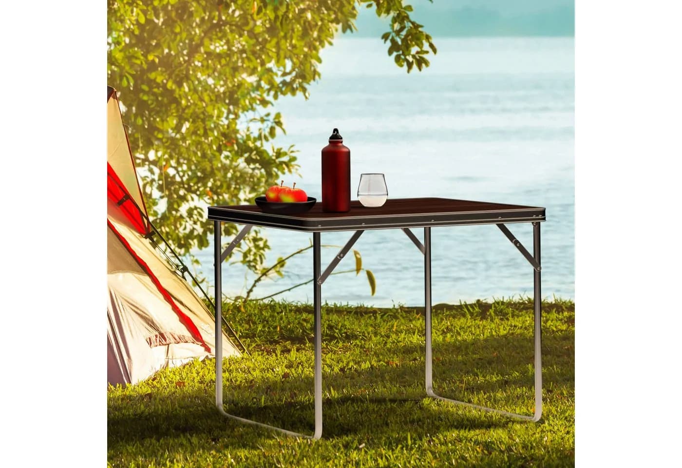 Casaria Campingtisch Klappbar Aluminium Braun Silber - Bild 4